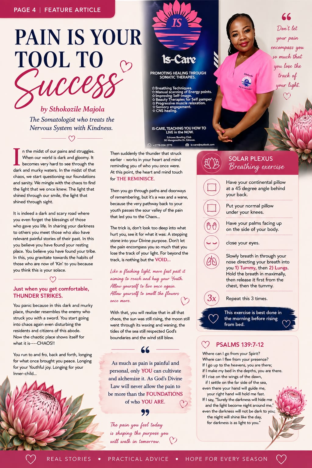 PAIN IS YOUR TOOL TO Success  by Sthokozile Majola | The Somatologist who treats the Nervous System with Kindness.